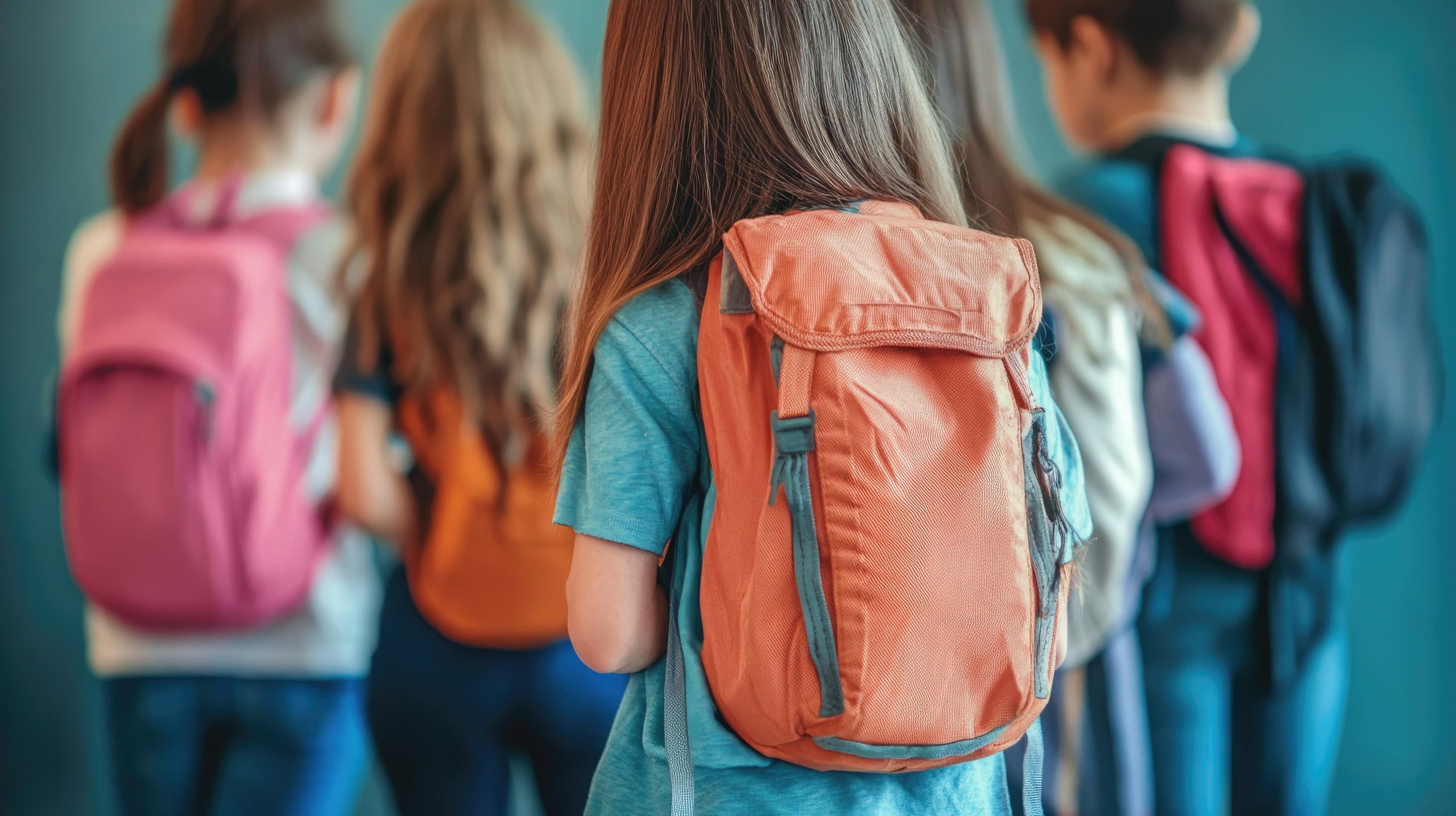 Imagen de unos niños de espaldas con las mochilas del colegio colgadas correctamente